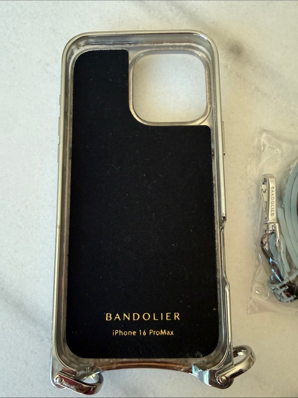 Bandolier Snake-Print Phone Case iPhone 16 promax with Gray-Blue Removable Strap - Picture 2 of 9